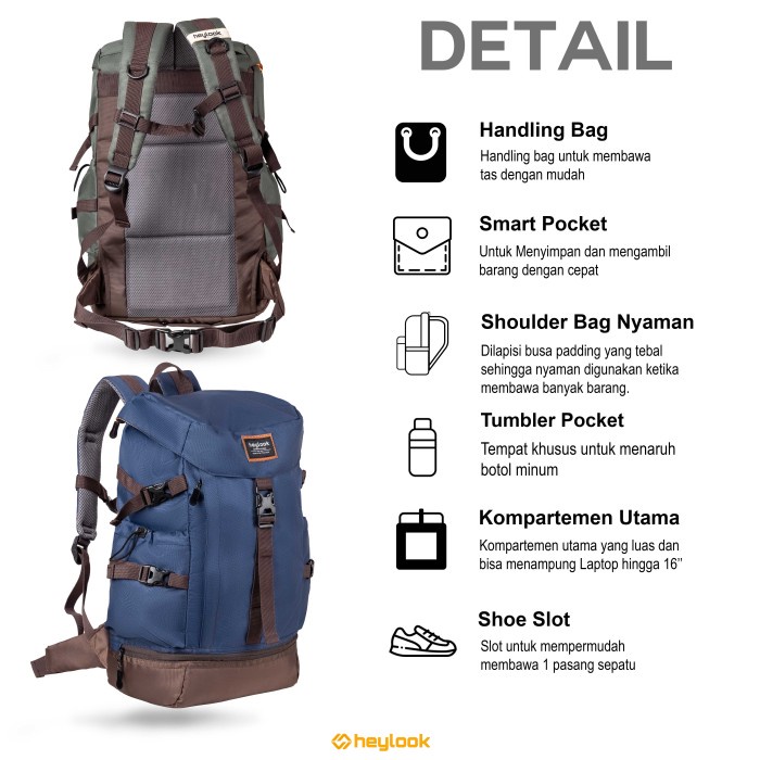 HEYLOOK Project - Tas Ransel Gunung HAMERU Backpack Carrier Hiking Camping Outdoor 40L Tas Travelling Tas Travel Tas Backpacker Tas Mudik Tas Pulkam Tas Pulang Kampungg