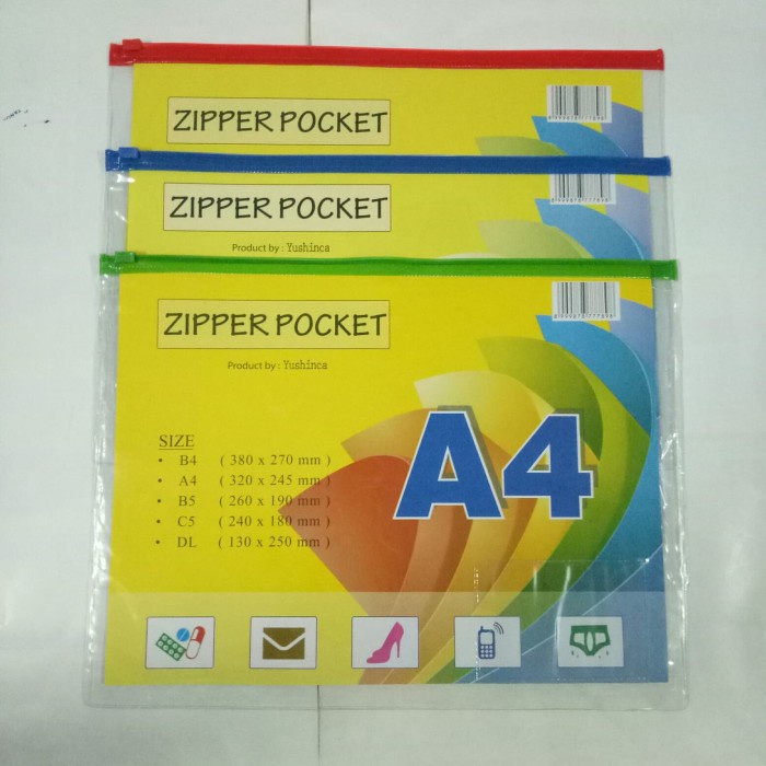 

murah Map Plastik Zipper Pocket A4