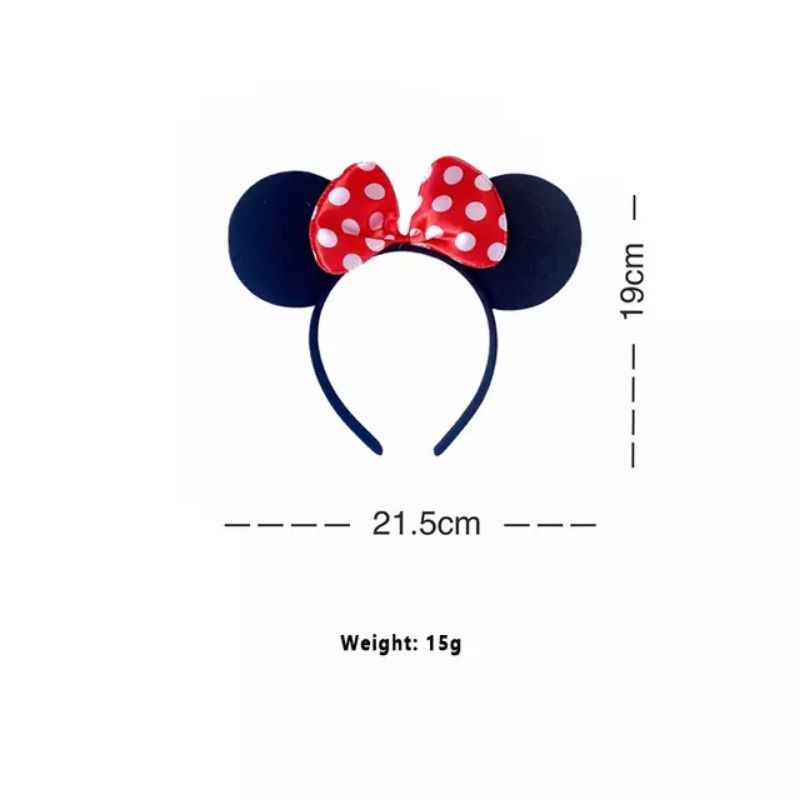 FerenHongXia Bando Pesta Bando Pita Miki Merah Polkadot Bando Kuping Miki Mouse Polkadot