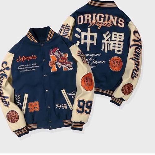 Ready Varsity jacket baseball pria / Jaket baseball Varsity Kamikaze Anime Cosplay jepang