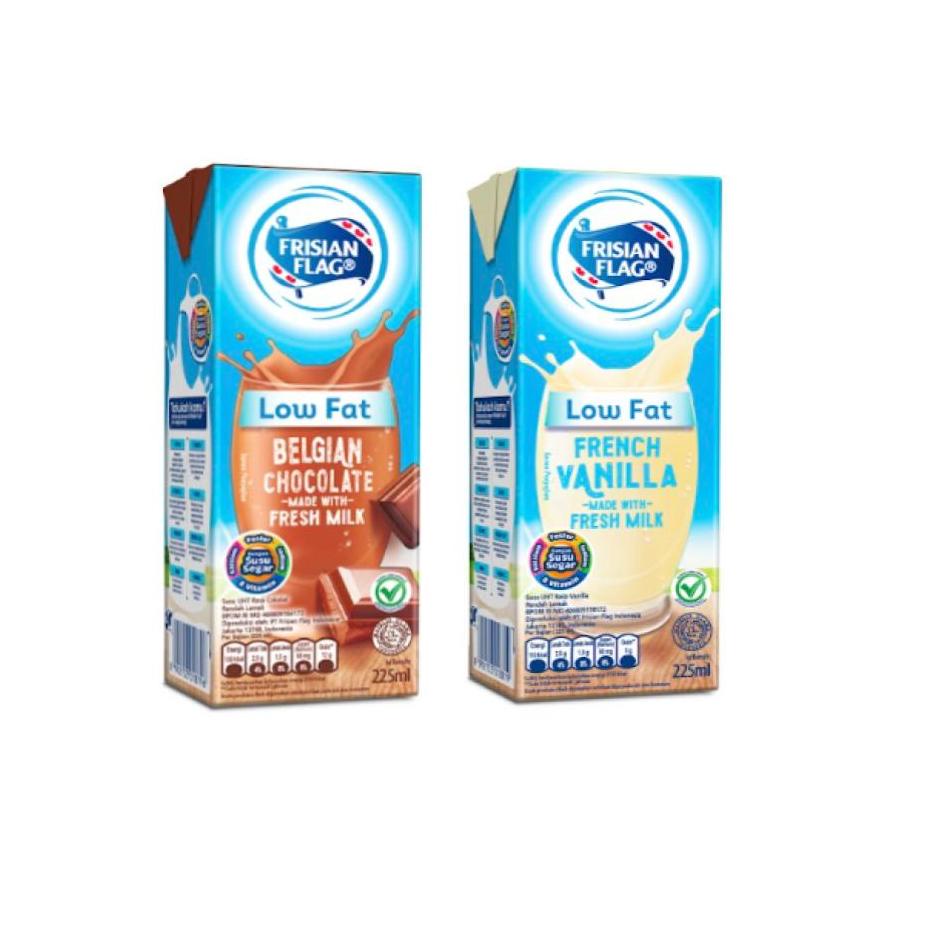 

ㅉZ Frisian Flag Low Fat Belgian Chocolate 225ml + Frisian Flag Low Fat French Vanilla 225ml READY 2493 ◉