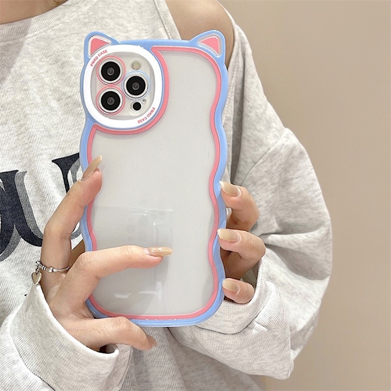 Soft Case Pelindung Bahan Silikon Transparan Gaya Korea Untuk iPhone 14 13 12 11 Pro Max X Xr Xs Max 8 7 Plus