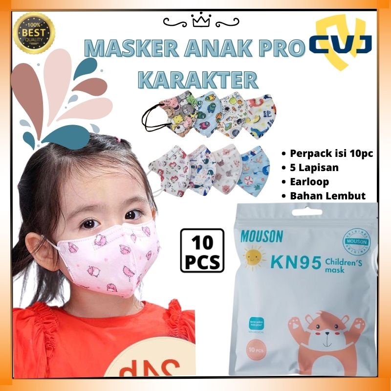Masker Mouson Pro KN95 Anak Motif Karakter Isi 50Pc Masker KN95 Mouson Karakter Anak 5Ply CVJ