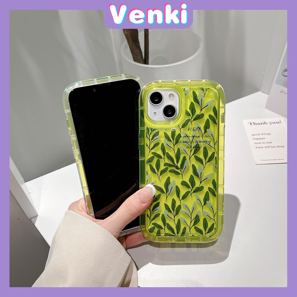 Case For iPhone 14 Pro Max TPU Soft Jelly Airbag Case Green Leaves Clear Case Camera Protection Shockproof For iPhone 14 13 12 11 Plus Pro Max 7 Plus X XR