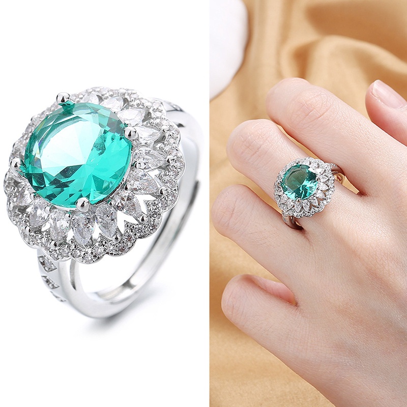 Fancyqube Cincin Sapphire Silver Gaya Vintage Untuk Wanita