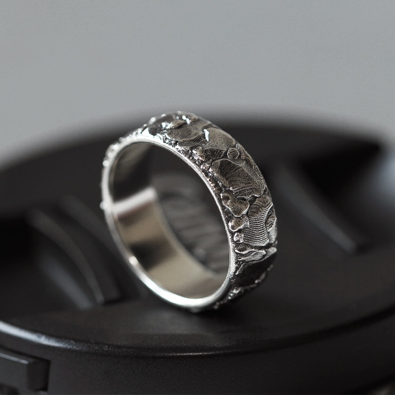 Cincin Model Terbuka Adjustable Desain Ular Lapis Silver Untuk Pria