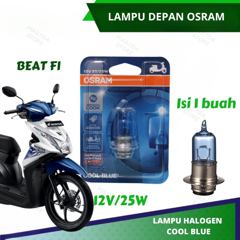 BOHLAM LAMPU DEPAN OSRAM MOTOR BEAT FI COOL BLUE H6 M5 ORIGINAL OSRAM
