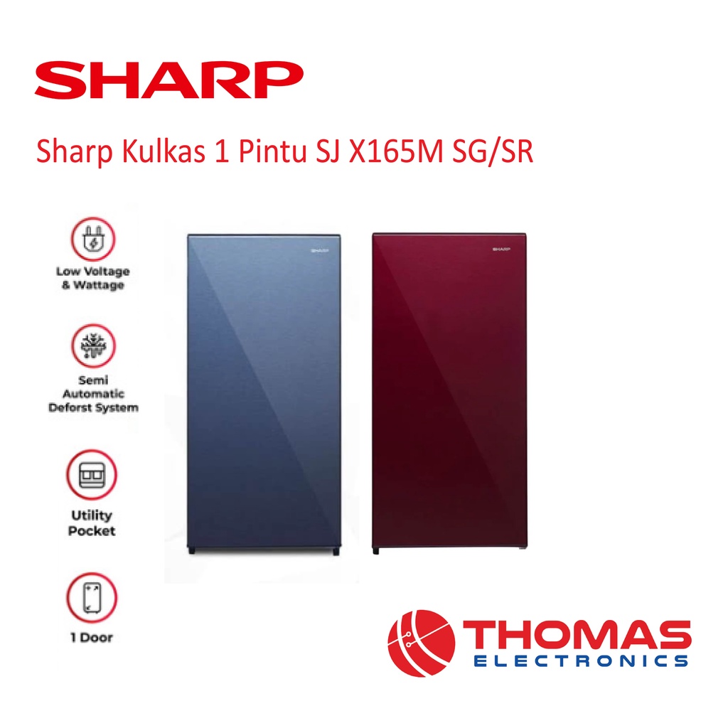 Sharp Kulkas 1 Pintu SJ X165M SG SR GARANSI RESMI