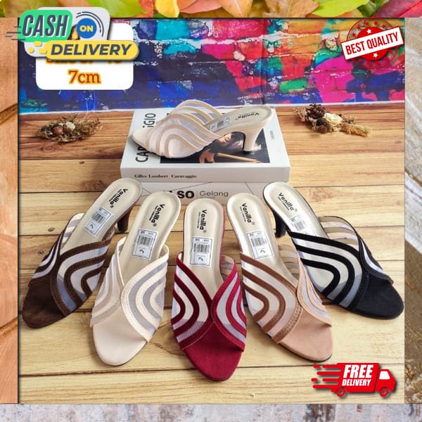 Heels Kaca Hak Tahu Terbaru Tali Premium Murah N8F7 Kerja High Heels Pesta 7Cm Branded Import Sandal