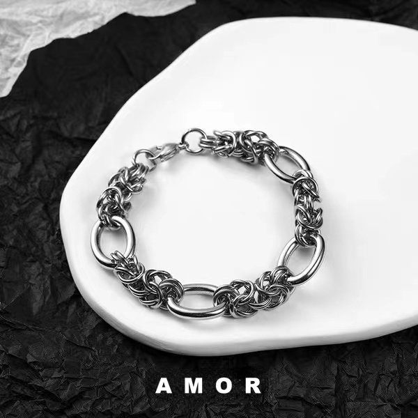 Gelang Rantai Bahan Stainless steel Tebal Gaya Korea Untuk Pasangan