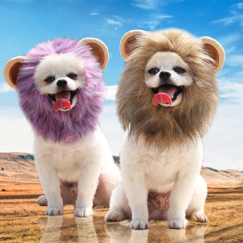 Topi Wig Rambut Singa Untuk Anjing Dan Kucing Peliharaan