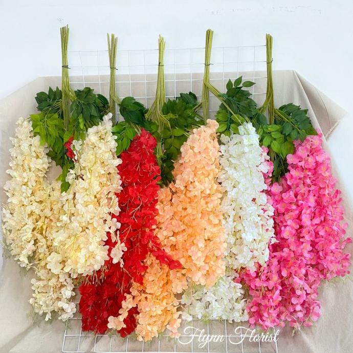 bunga juntai wisteria Jumbo (lusinan) wedding dekorasi