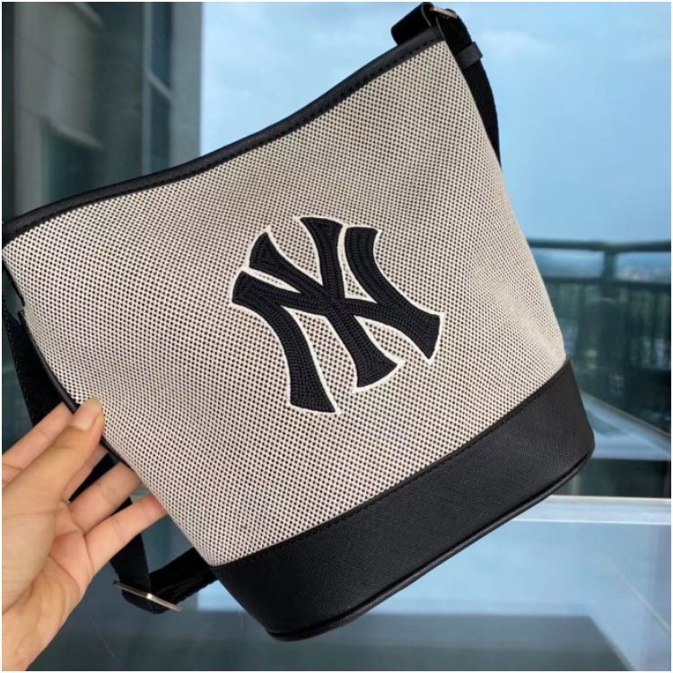 Basic Big Logo Canvas Bucket Bag New York Yankees - Tas Wanita NY Kuliah Kantoran Original Korea Aut