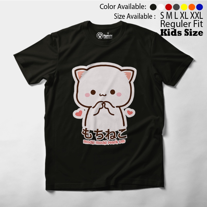 Kaos Atasan Anak Perempuan Agatchi Motif Mochi Peach Cat