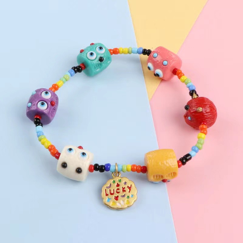 Gelang Tangan Manik-Manik Motif Kartun Strawberry / Monster Kecil Untuk Wanita