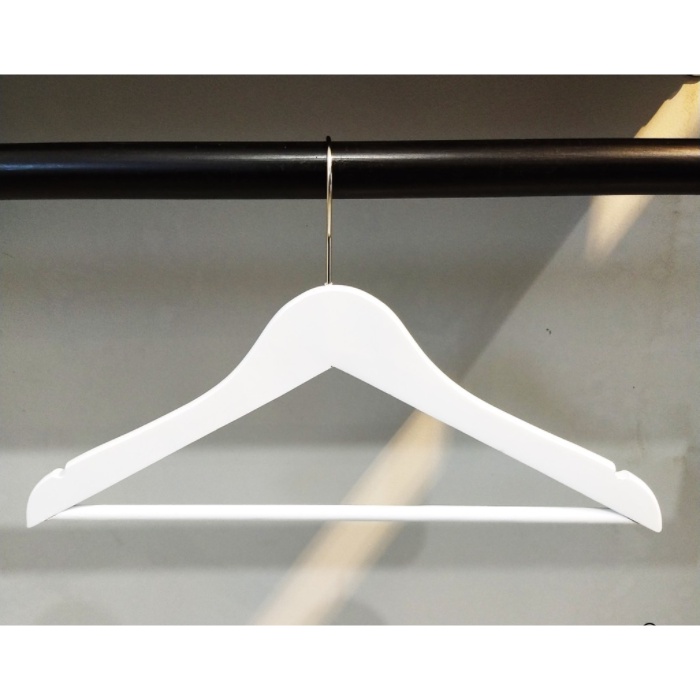 Hanger kayu Palang Dewasa (Wood) warna Putih 1 Lusin / Gantungan Baju Butik Distro / Hanger Toko (12 pcs)