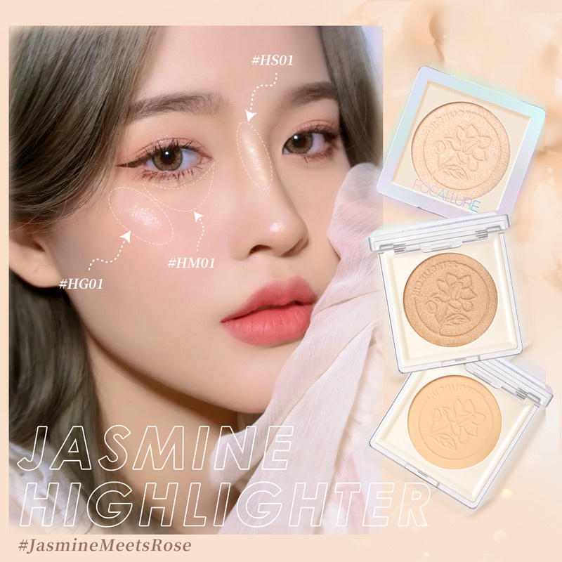 FOCALLURE #JasmineMeetsRose Make Up Blush On Cheek Lit Pressed Blush Blusher Face Highlighter Glitter Glow Bedak FA234