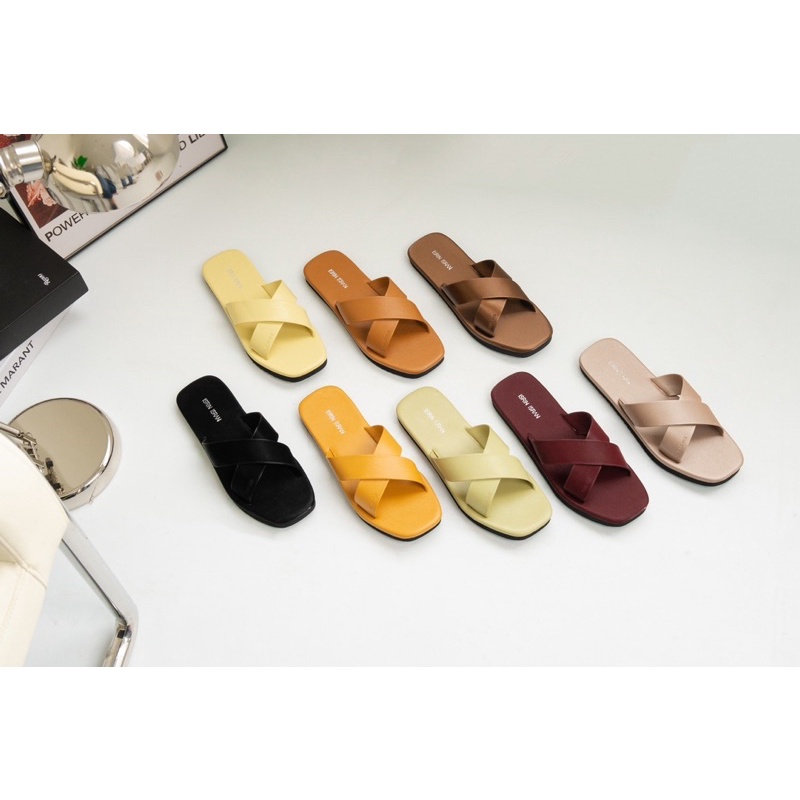 Sandal Slip On Wanita Silang Sendal Teplek ISRIN ISRAN CROSSIE