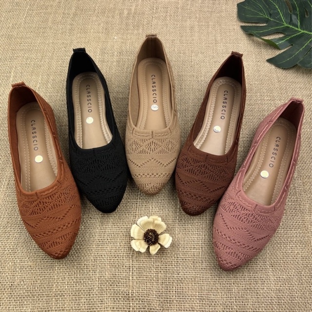 MARASYAFFA - SEPATU FLAT WANITA RAJUT IMPORT BK01