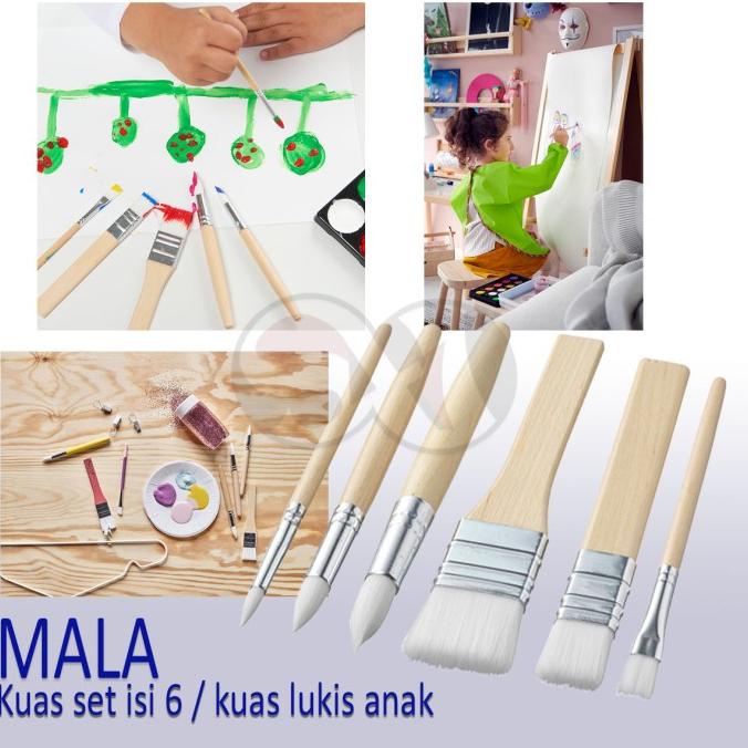 

kuas lukis anak set isi 6 / kuas melukis Non COD