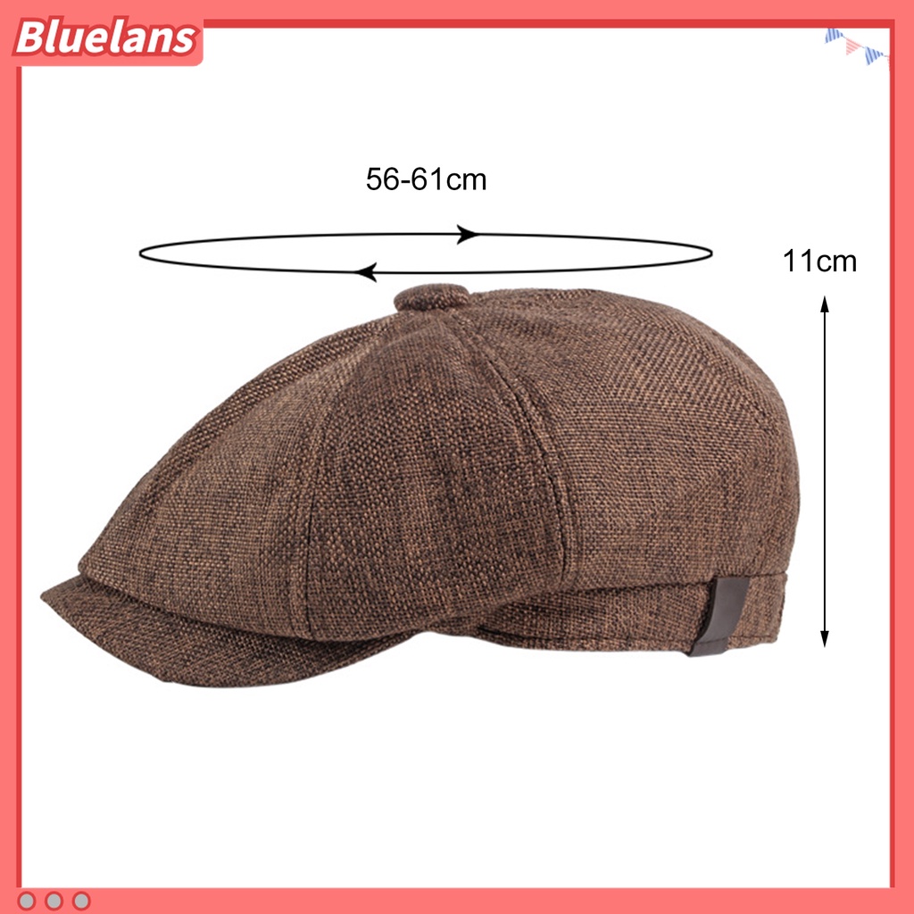 Bluelans Topi Baret Elastis Breathable Warna Solid Gaya Vintage Kasual Untuk Pria