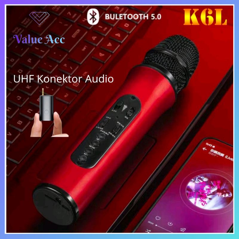 Mic Bluetooth K6L Wireless Microphone Karaoke KTV