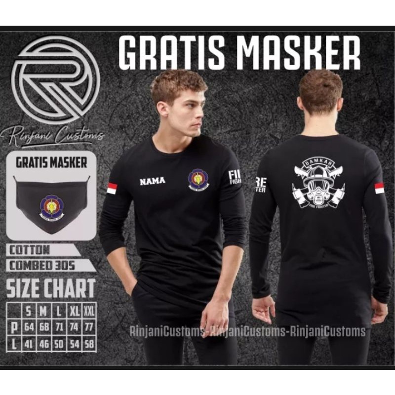 KAOS DAMKAR GRATIS NAMA-KAOS DAMKAR TANGAN PENDEK-KAOS DAMKAR TANGAN PANJANG-KAOS PEMADAM KEBAKARAN