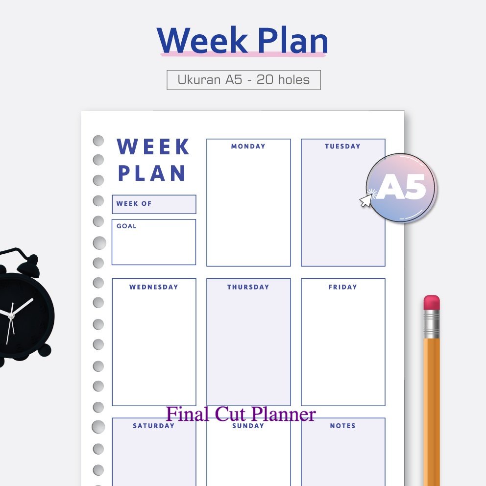 

Bukuqu Loose leaf A5 - L220 Week Plan Kertas File .