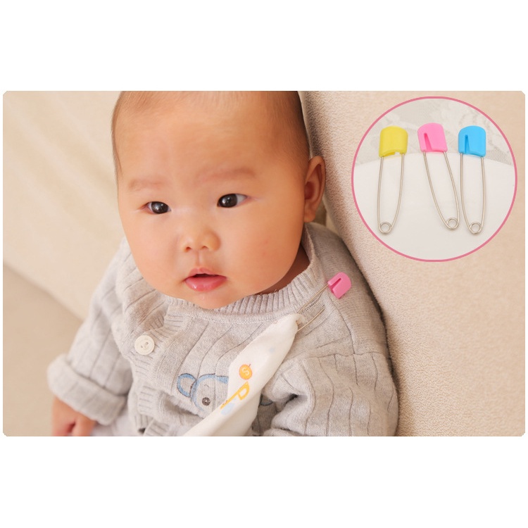 Safety Baby Pins Pin / Peniti Penjepit Pengencang Kain Baju / Popok / Serbet Bayi Cewek Cowok Aman Tidak Mudah Terbuka Stainless Steel Mini / Jumbo Murah Premium Serbaguna Model Pita Hati Bear Lucu Kemiti Pengaman Warna Warni