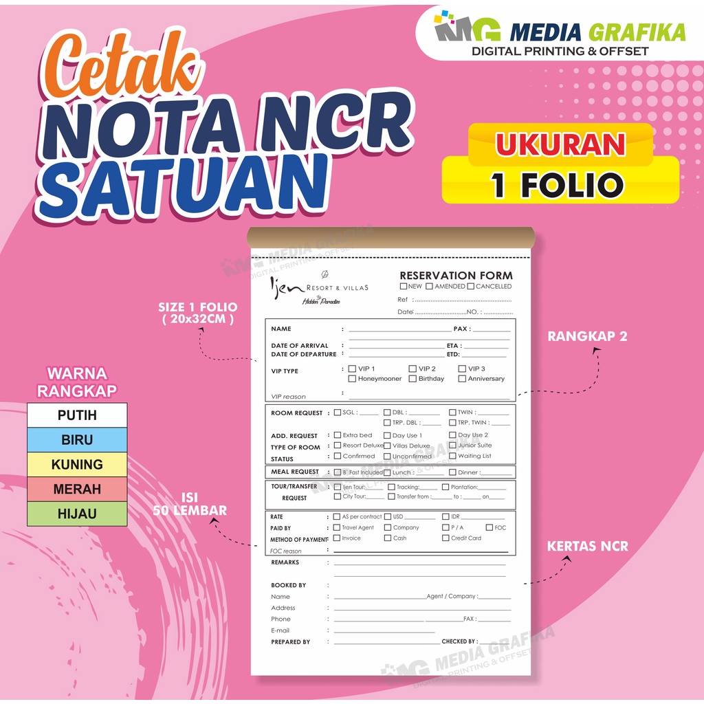 

NOTA SATUAN 1 Folio Nama Toko sesuai Pemesan, bisa cantumkan LOGO TOKO