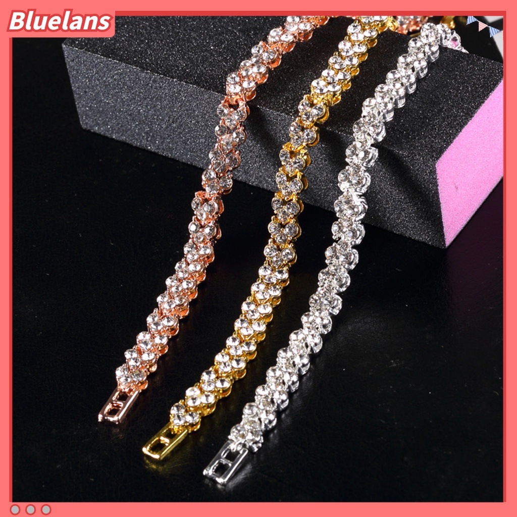 Bluelans Gelang Bentuk Hati Bahan Alloy Aksen Berlian Imitasi Untuk Pengantin