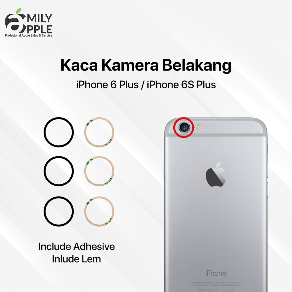 Kaca Kamera Belakang iphone 6 plus / iphone 6s plus Include Lem