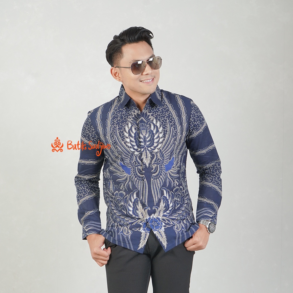 Hem Kemeja Batik Solo Laki Laki Modern Tangan Panjang 1128