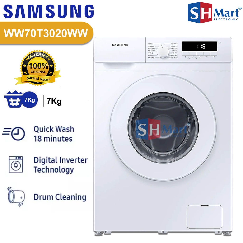 SAMSUNG MESIN CUCI FRONT LOADING 7 Kg WW70T3020WW / WW70T (MEDAN)
