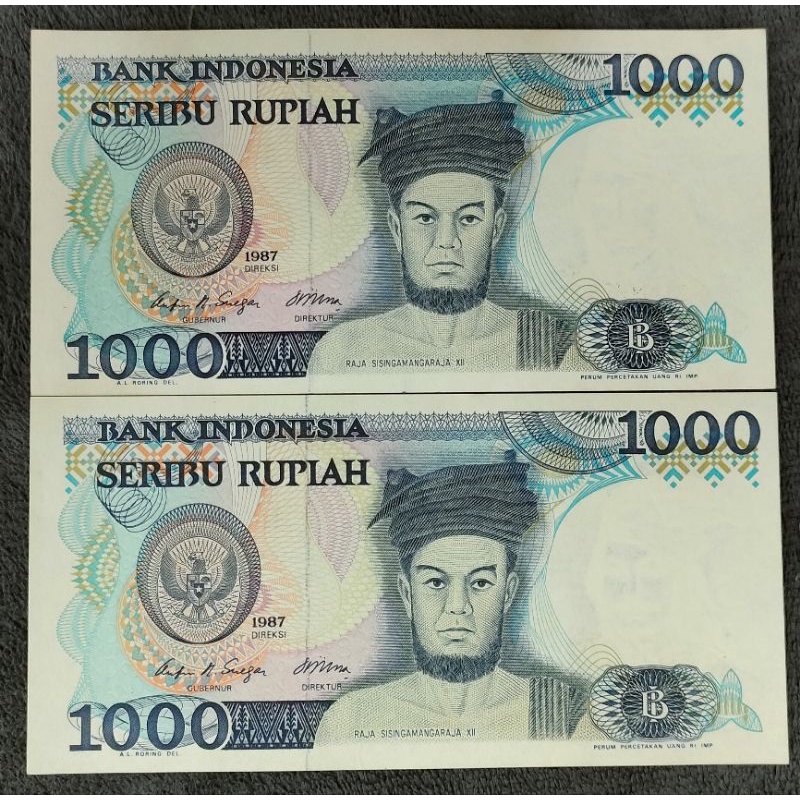 Uang 1000 Rupiah Seri Sisingamangaraja 1987 Original Grade Unc
