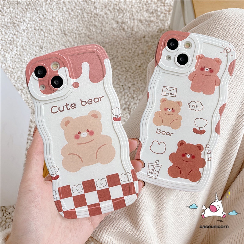 Soft Case Tpu Motif Kartun Beruang Es Krim Untuk iPhone 11 13 14 12 Pro MAX XR X XS MAX 6 8 7 14 6s Plus SE 2020