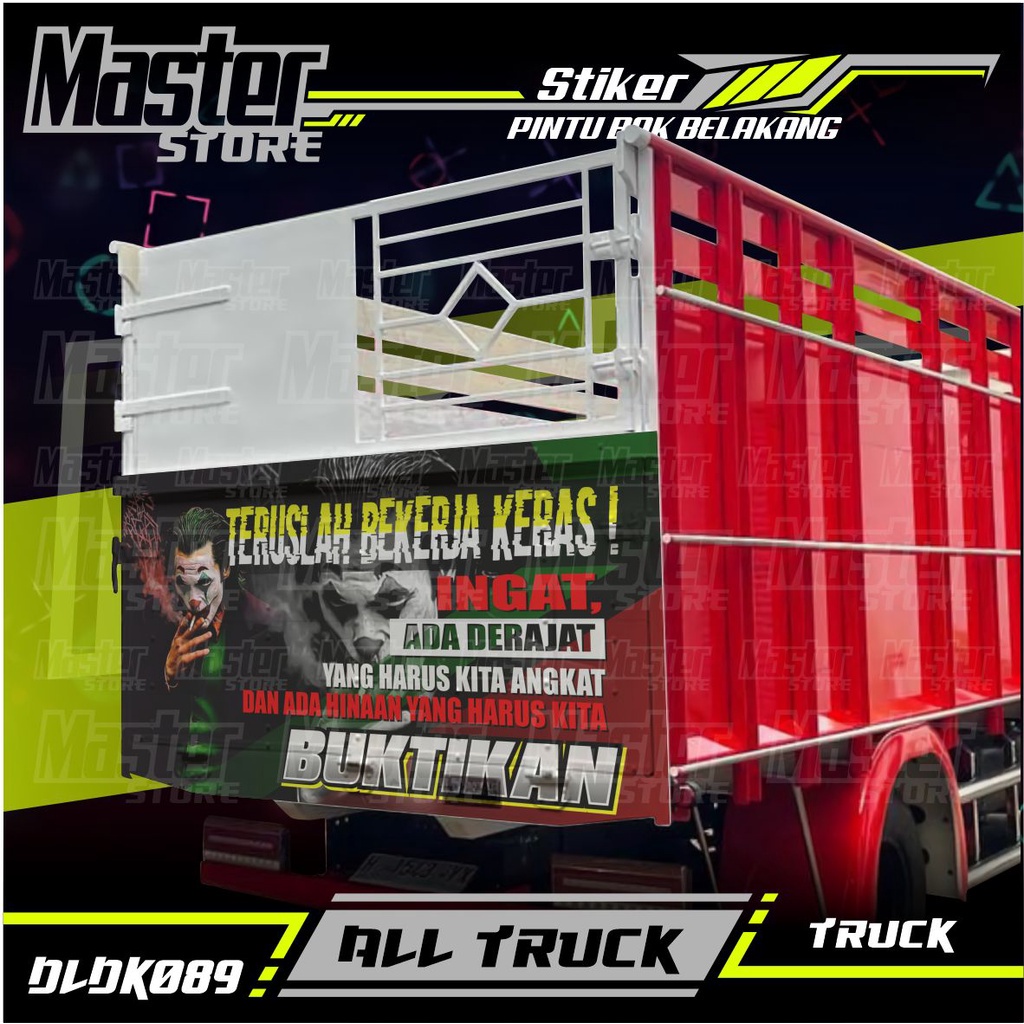 Stiker Decal Pintu Bak Belakang TERUSLAH BEKERJA KERAS All Truk Canter, Ragasa, Umplung, Dyna, Giga 