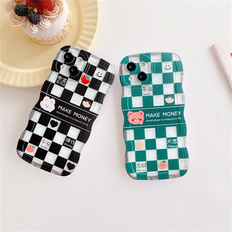 Soft Case Pelindung Kamera Tahan Banting Motif Papan Catur Untuk iPhone 14 13 12 11 Pro Max X Xr Xs Max 8 7 6 6s Plus