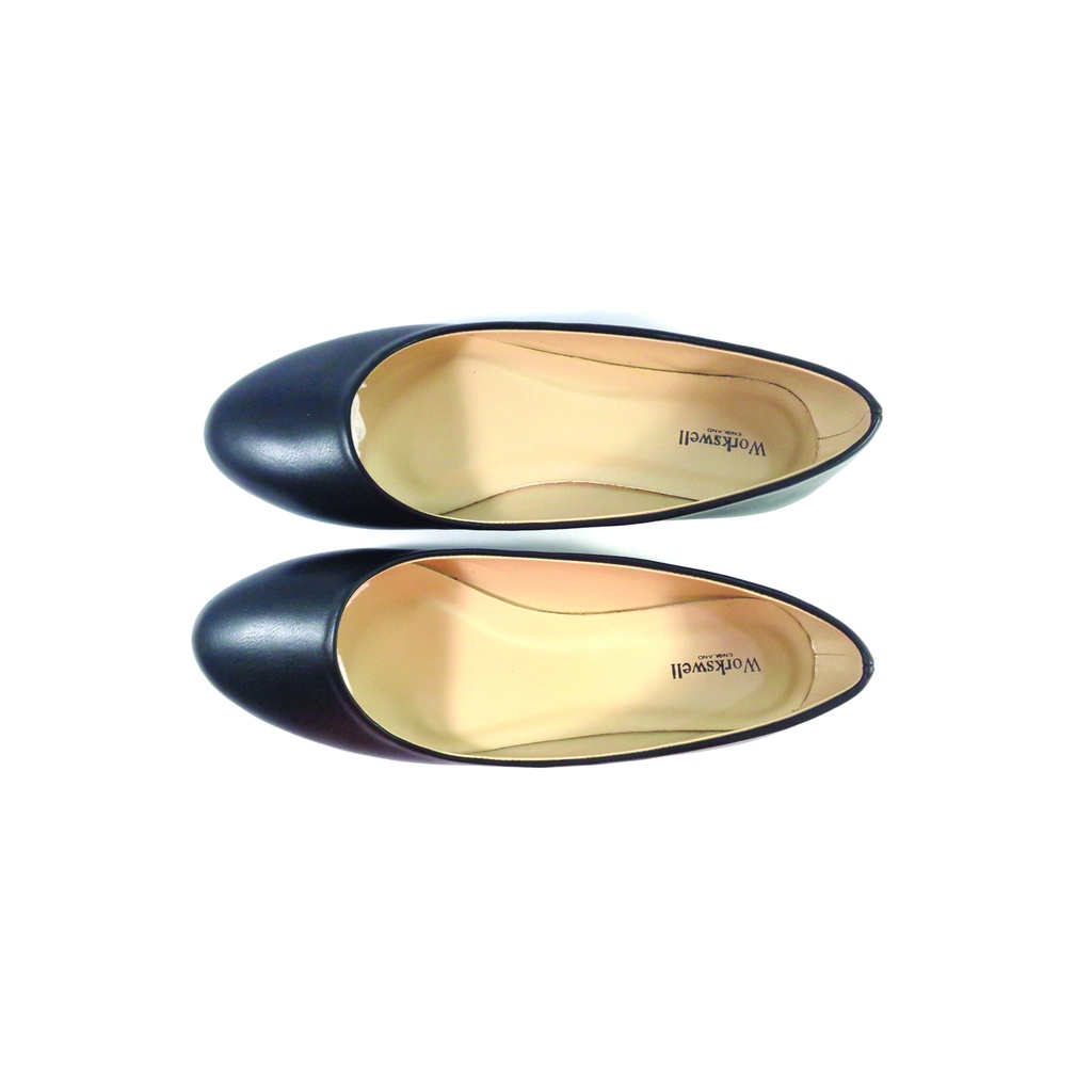 Workswell Sepatu Flat Wanita Basic Ujung Bulat Kode 138 Hitam Doff