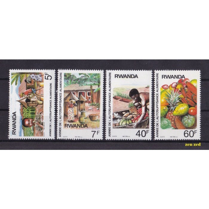 

0692 Perangko Rwanda 1987 Food Self-sufficiency Year 4v Mnh