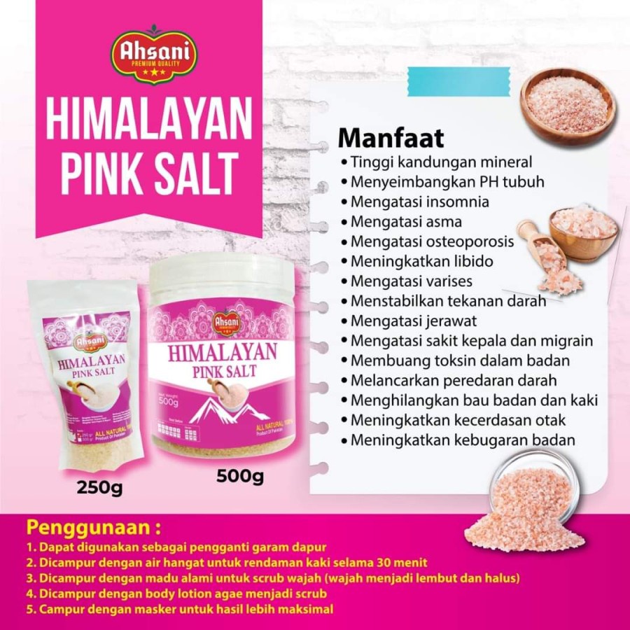 

Garam Himalayan Pink Salt Himalaya Ahsani 250 gram dan 500 gram