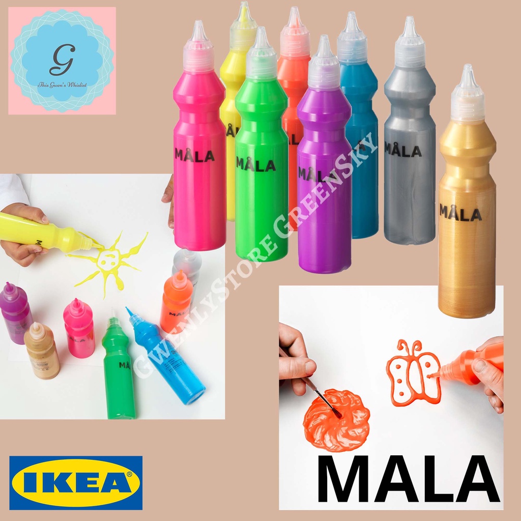 

MALA 8 cat lukis neon glitter non toxic waterbased painting paint