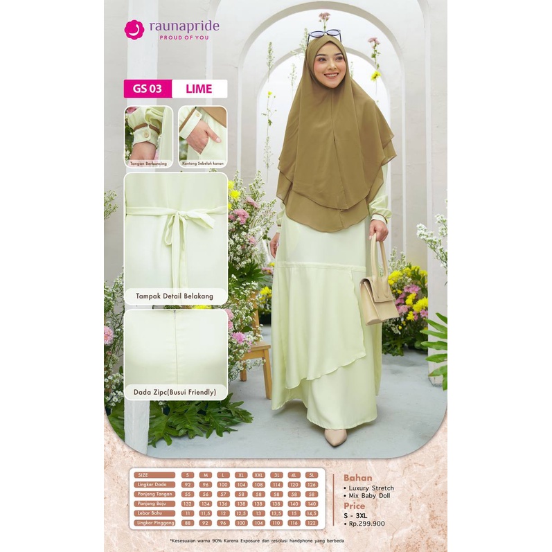 Rauna RGS GS 03 Gamis Syari Set / Rauna Terbaru 2022 / Fashion Muslim