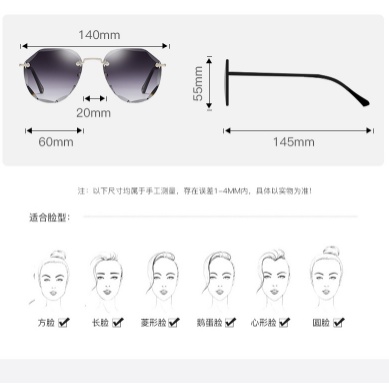 Sunglasses Kacamata Hitam Metal No frame Women Sunglasses New Arrival Import Kacamata Fashion