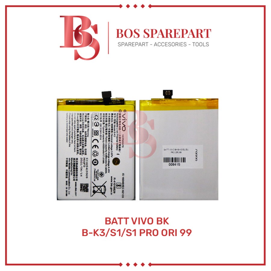 BATERAI VIVO BK-B-K3 / S1 / S1 PRO ORI 99 / BATTERY / BATRE