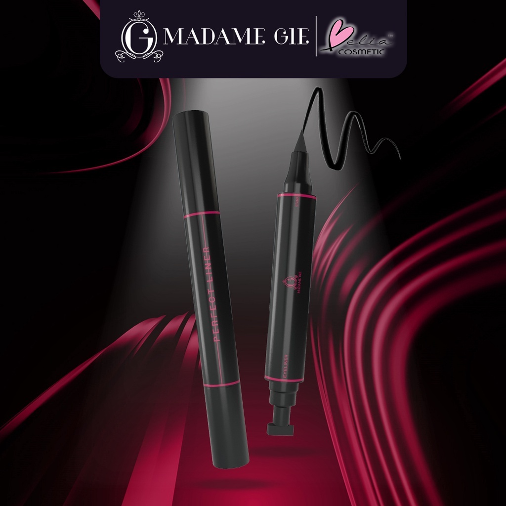 ❤ BELIA ❤ MADAME GIE Perfect Liner 2 in 1 - 3g | Eyeliner Black + Stamp | Liner | Waterproof | Smudgeproof Tahan Lama Pigmented BPOM