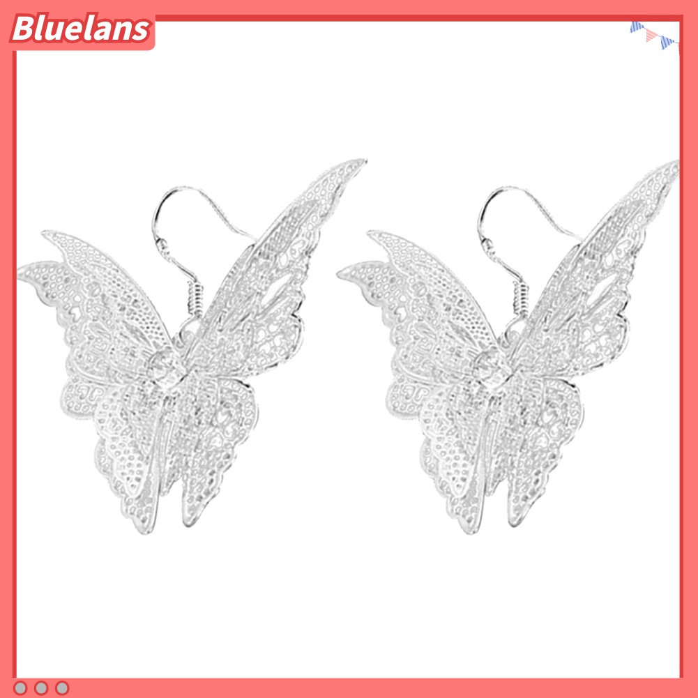 Anting Kait Gantung Desain Kupu-Kupu Hollow Hias Cubic Zirconia Gaya Vintage Untuk Wanita