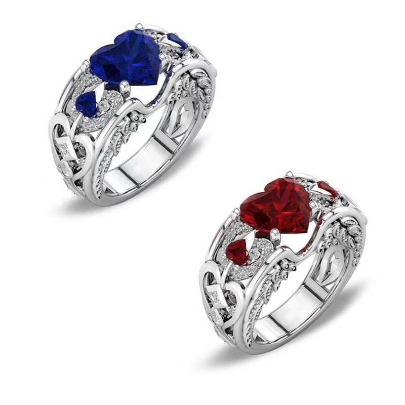 Fancyqube Cincin Zircon Silver Wanita Untuk Hadiah Pernikahan