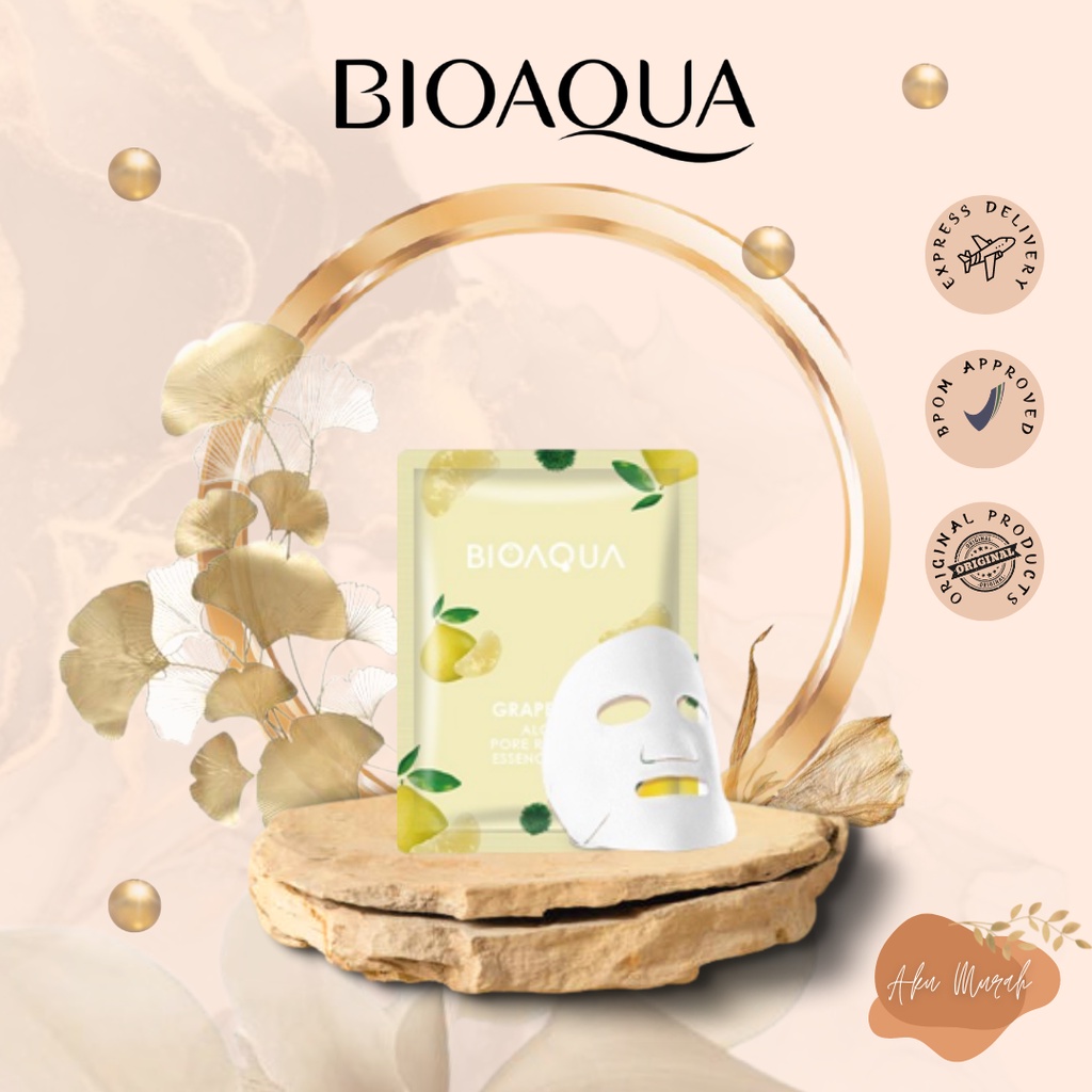 ✨ AKU MURAH ✨ BIOAQUA ''Grapefruit Algae Pore Refining'' Sheet Mask Natural Plant Essence Face Masker