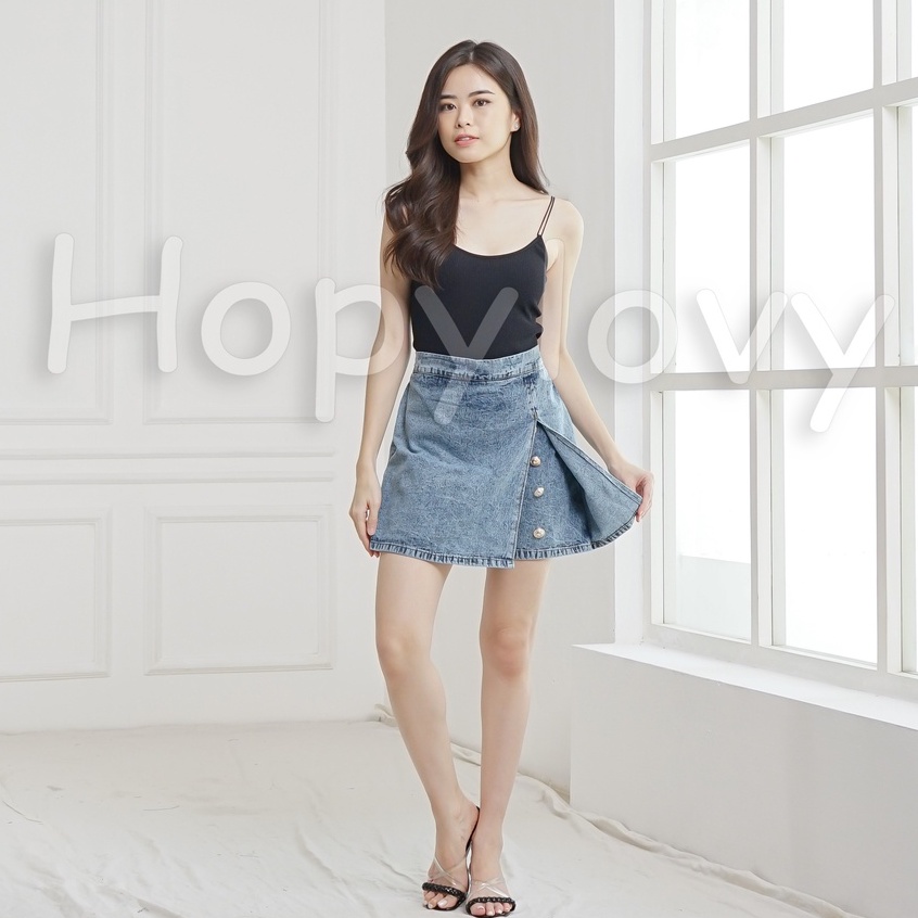 Skort Wanita |  Rok Celana Wanita | Skort Jeans | Rok dalamnya Celana Pendek | Hotpants Rok 2in1 High Waist Jeans Cika HOPYLOVY